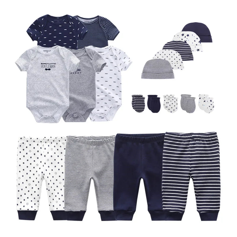 Unisex Baby Set – 5-teilig | Weiche Baumwolle | Body, Hose, Mütze & Zubehör 👶✨