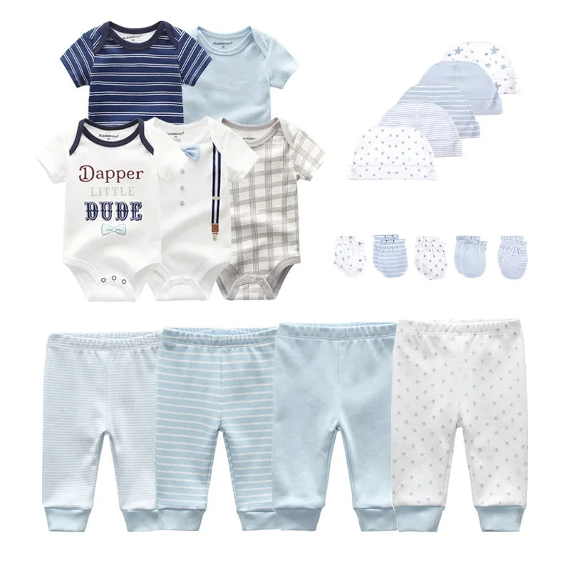 Unisex Baby Set – 5-teilig | Weiche Baumwolle | Body, Hose, Mütze & Zubehör 👶✨