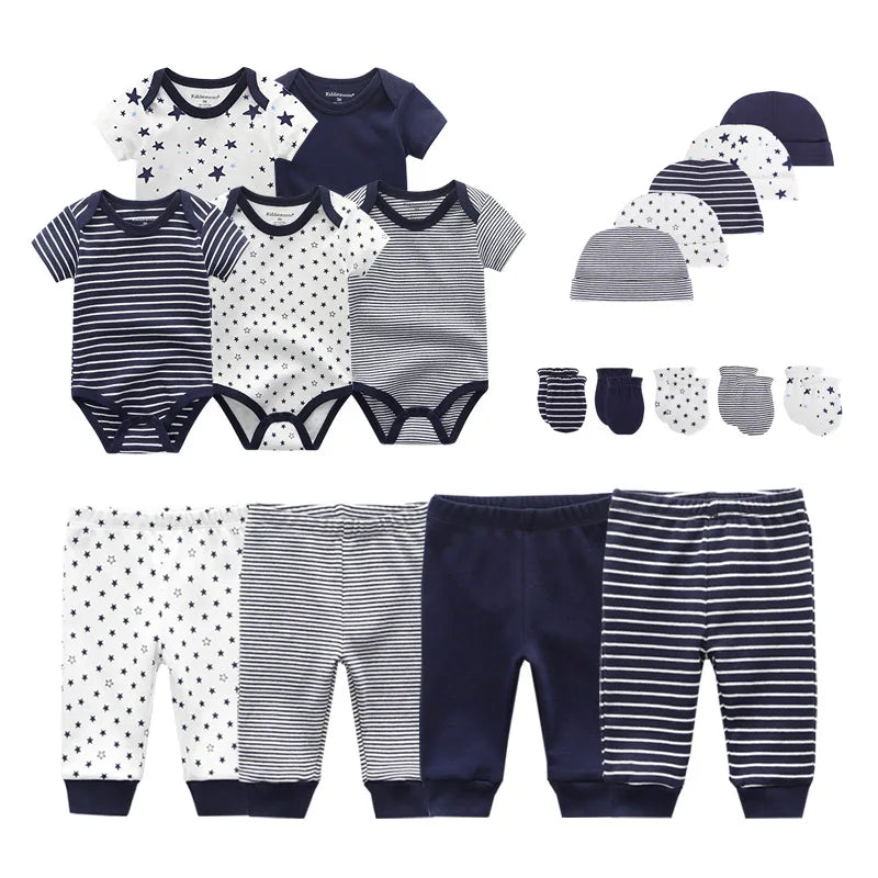 Unisex Baby Set – 5-teilig | Weiche Baumwolle | Body, Hose, Mütze & Zubehör 👶✨