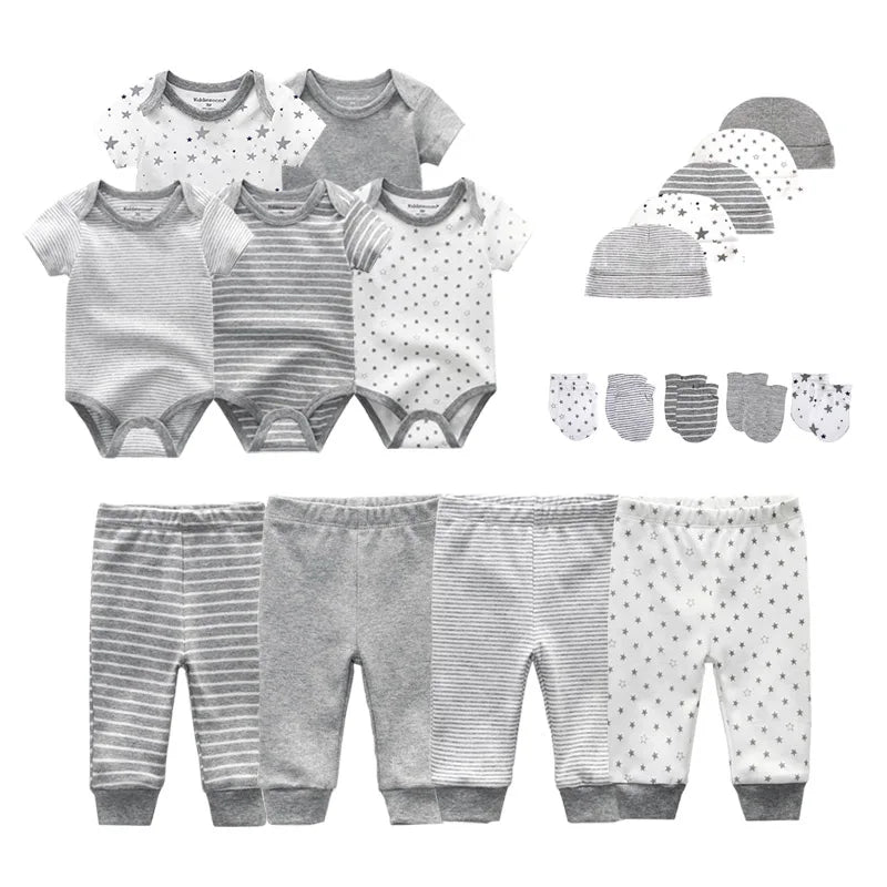 Unisex Baby Set – 5-teilig | Weiche Baumwolle | Body, Hose, Mütze & Zubehör 👶✨