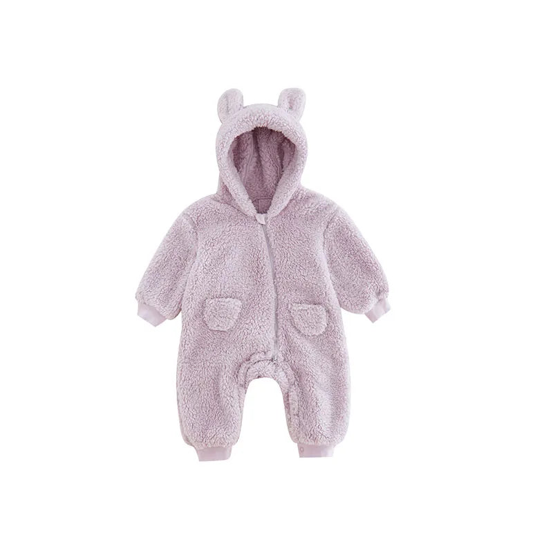 0-2 Jahre Baby Strampler für Frühling & Herbst – Warmer Fleece Overall mit Tiermotiv für Jungen und Mädchen