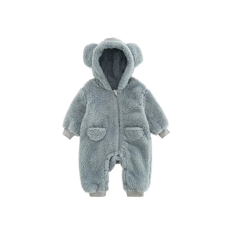 0-2 Jahre Baby Strampler für Frühling & Herbst – Warmer Fleece Overall mit Tiermotiv für Jungen und Mädchen