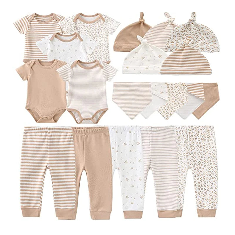 Unisex Baby Set – 5-teilig | Weiche Baumwolle | Body, Hose, Mütze & Zubehör 👶✨