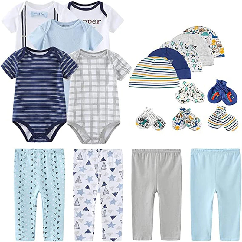 Unisex Baby Set – 5-teilig | Weiche Baumwolle | Body, Hose, Mütze & Zubehör 👶✨