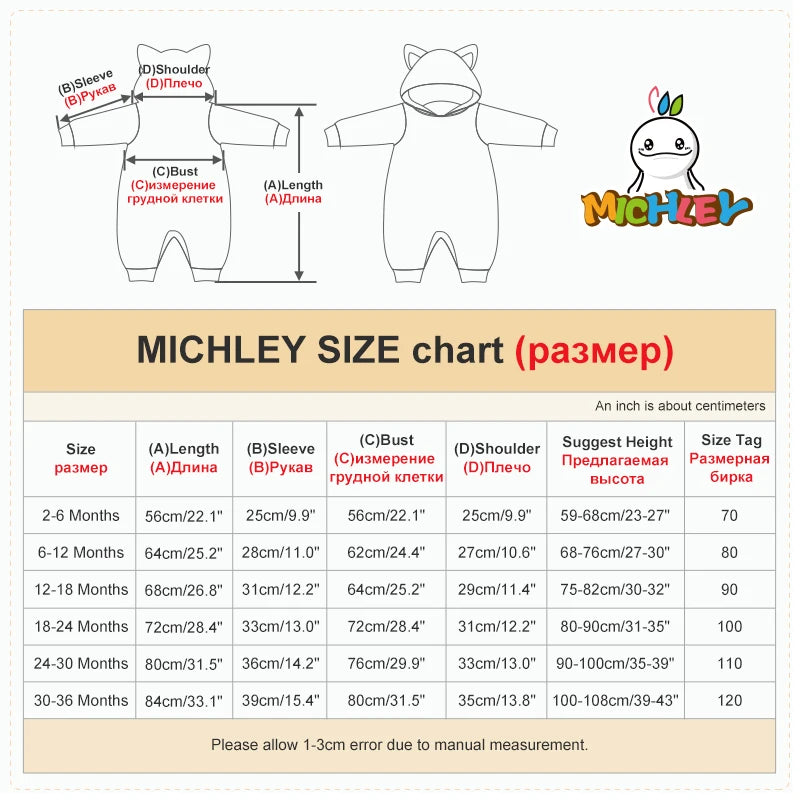 MICHLEY Karneval Dinosaurier Baby Strampler – Warmer Flanell Overall mit Kapuze für Kleinkinder – Perfekt als Kostüm für Kinder Von 18-36 Monaten