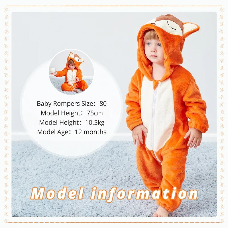 MICHLEY Karneval Dinosaurier Baby Strampler – Warmer Flanell Overall mit Kapuze für Kleinkinder – Perfekt als Kostüm für Kinder Von 18-36 Monaten