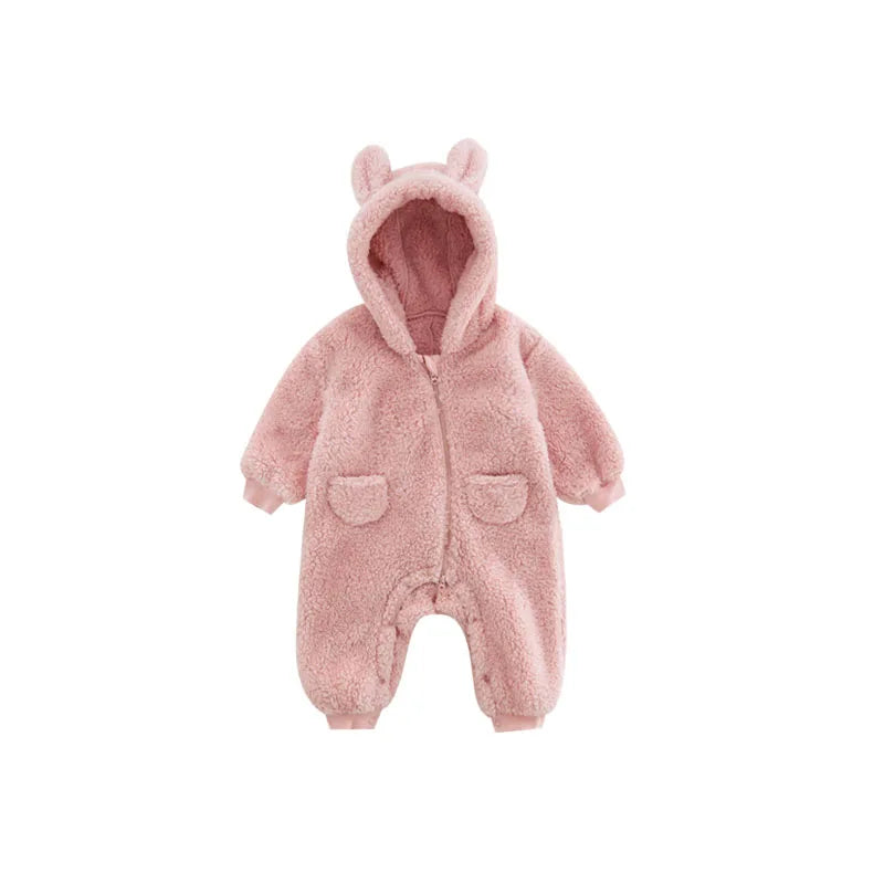 0-2 Jahre Baby Strampler für Frühling & Herbst – Warmer Fleece Overall mit Tiermotiv für Jungen und Mädchen