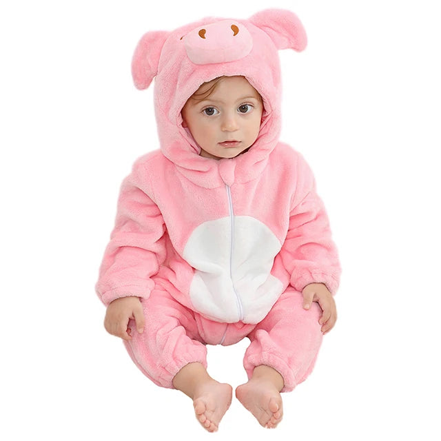 MICHLEY Karneval Dinosaurier Baby Strampler – Warmer Flanell Overall mit Kapuze für Kleinkinder – Perfekt als Kostüm für Kinder Von 18-36 Monaten