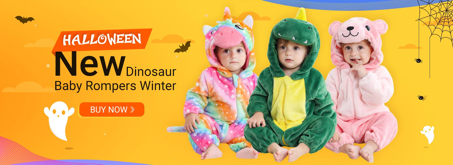 MICHLEY Karneval Dinosaurier Baby Strampler – Warmer Flanell Overall mit Kapuze für Kleinkinder – Perfekt als Kostüm für Kinder Von 18-36 Monaten