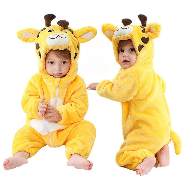 MICHLEY Karneval Dinosaurier Baby Strampler – Warmer Flanell Overall mit Kapuze für Kleinkinder – Perfekt als Kostüm für Kinder Von 18-36 Monaten