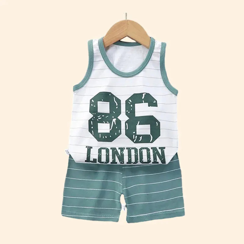 Sommer Kinder Set – Baumwoll T-Shirt, Weste, Shorts & Tank Top für Jungen und Mädchen – Bequemes Outfit für heiße Tage