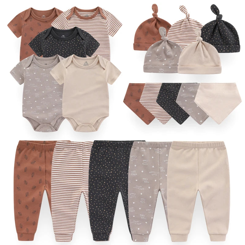 Unisex Baby Set – 5-teilig | Weiche Baumwolle | Body, Hose, Mütze & Zubehör 👶✨