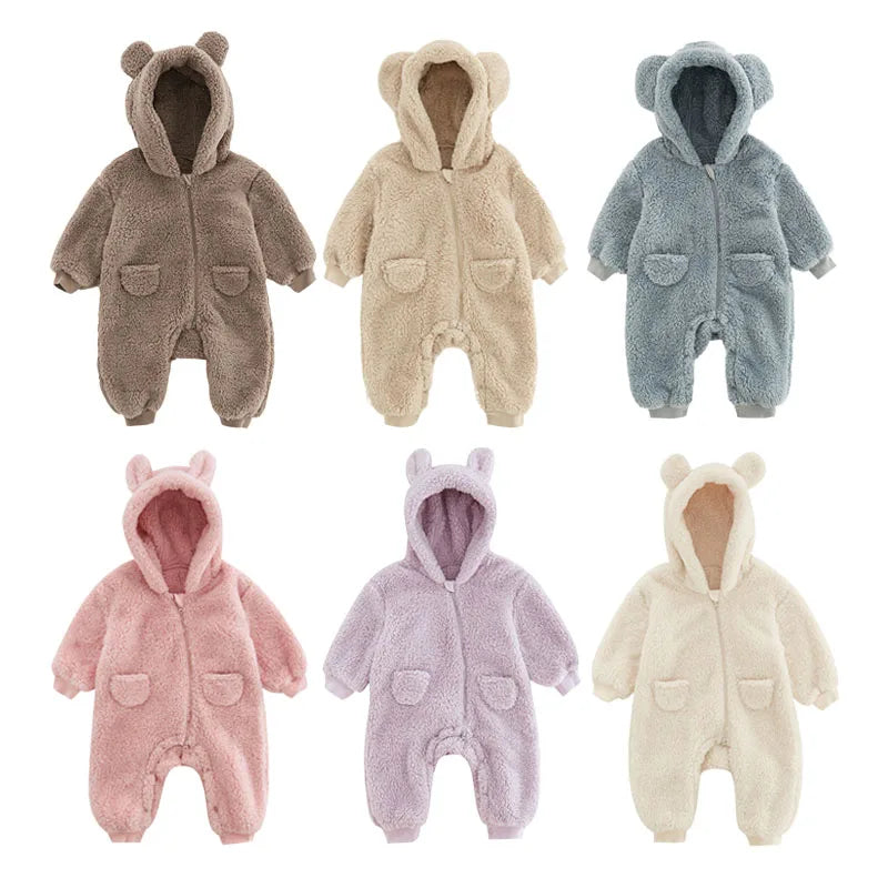 0-2 Jahre Baby Strampler für Frühling & Herbst – Warmer Fleece Overall mit Tiermotiv für Jungen und Mädchen