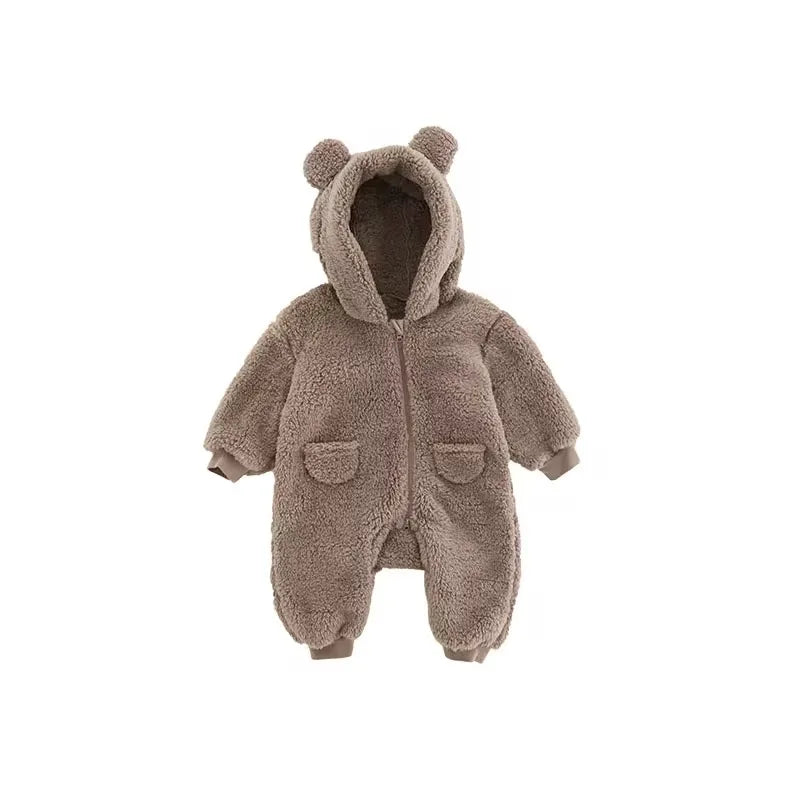 0-2 Jahre Baby Strampler für Frühling & Herbst – Warmer Fleece Overall mit Tiermotiv für Jungen und Mädchen