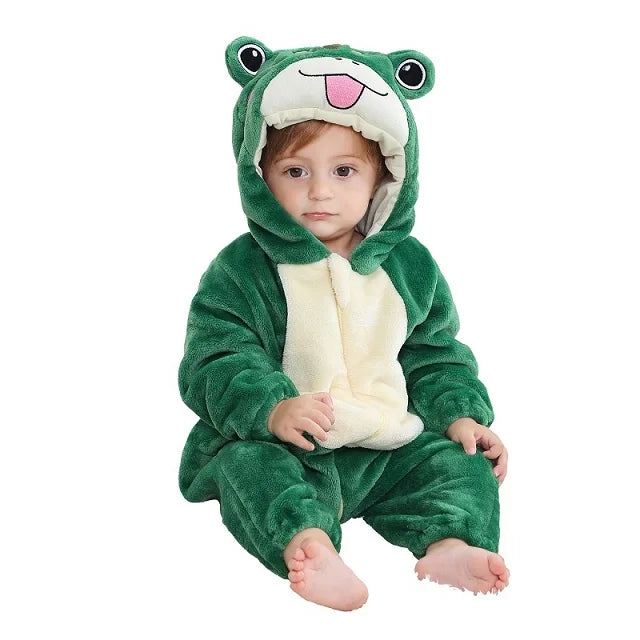 MICHLEY Karneval Dinosaurier Baby Strampler – Warmer Flanell Overall mit Kapuze für Kleinkinder – Perfekt als Kostüm für Kinder Von 18-36 Monaten