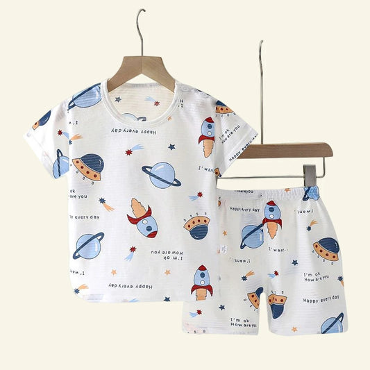 eliebt in SummerCotton – Niedliches Cartoon Baby Kinder Kleidung Set, Kurzarm Pyjama & Nachtwäsche, Weich & Atmungsaktiv