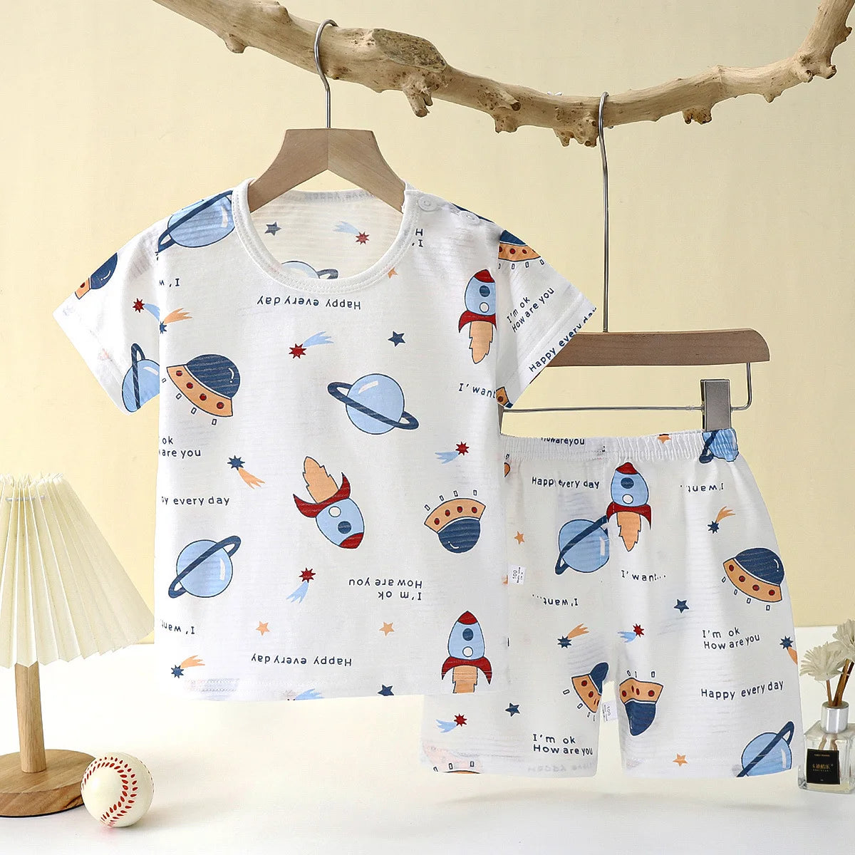 eliebt in SummerCotton – Niedliches Cartoon Baby Kinder Kleidung Set, Kurzarm Pyjama & Nachtwäsche, Weich & Atmungsaktiv