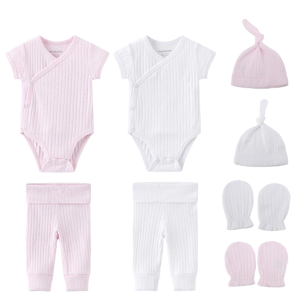 Unisex Baby Set – 5-teilig | Weiche Baumwolle | Body, Hose, Mütze & Zubehör 👶✨