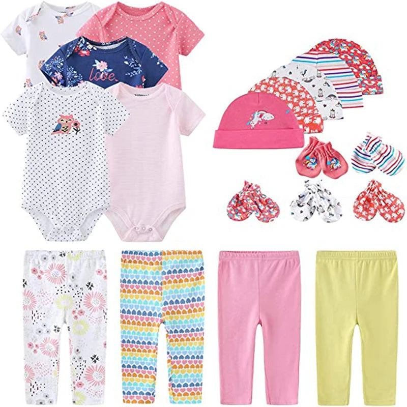 Unisex Baby Set – 5-teilig | Weiche Baumwolle | Body, Hose, Mütze & Zubehör 👶✨