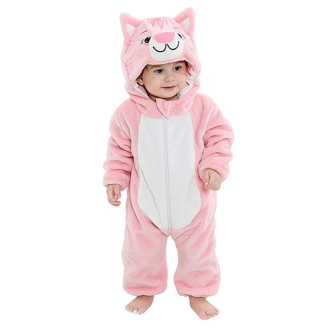 MICHLEY Karneval Dinosaurier Baby Strampler – Warmer Flanell Overall mit Kapuze für Kleinkinder – Perfekt als Kostüm für Kinder Von 18-36 Monaten