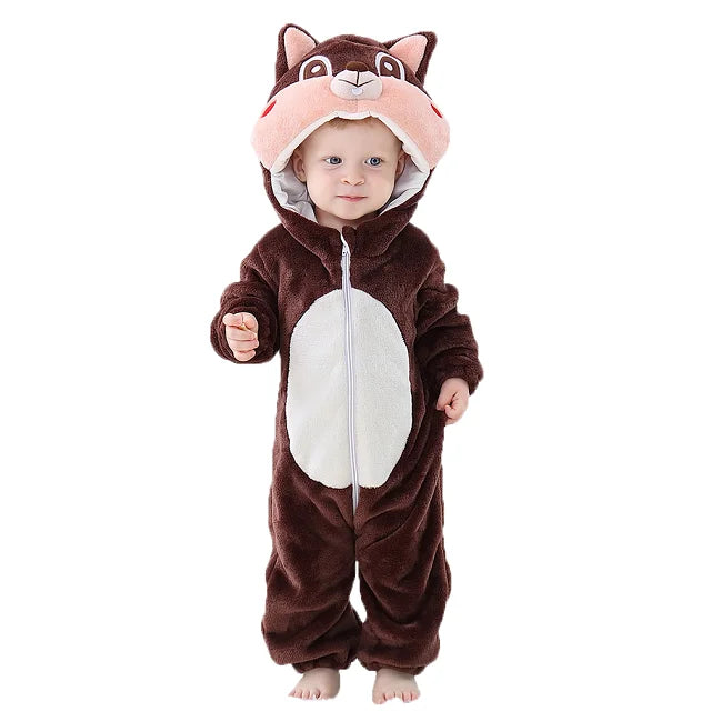 MICHLEY Karneval Dinosaurier Baby Strampler – Warmer Flanell Overall mit Kapuze für Kleinkinder – Perfekt als Kostüm für Kinder Von 18-36 Monaten